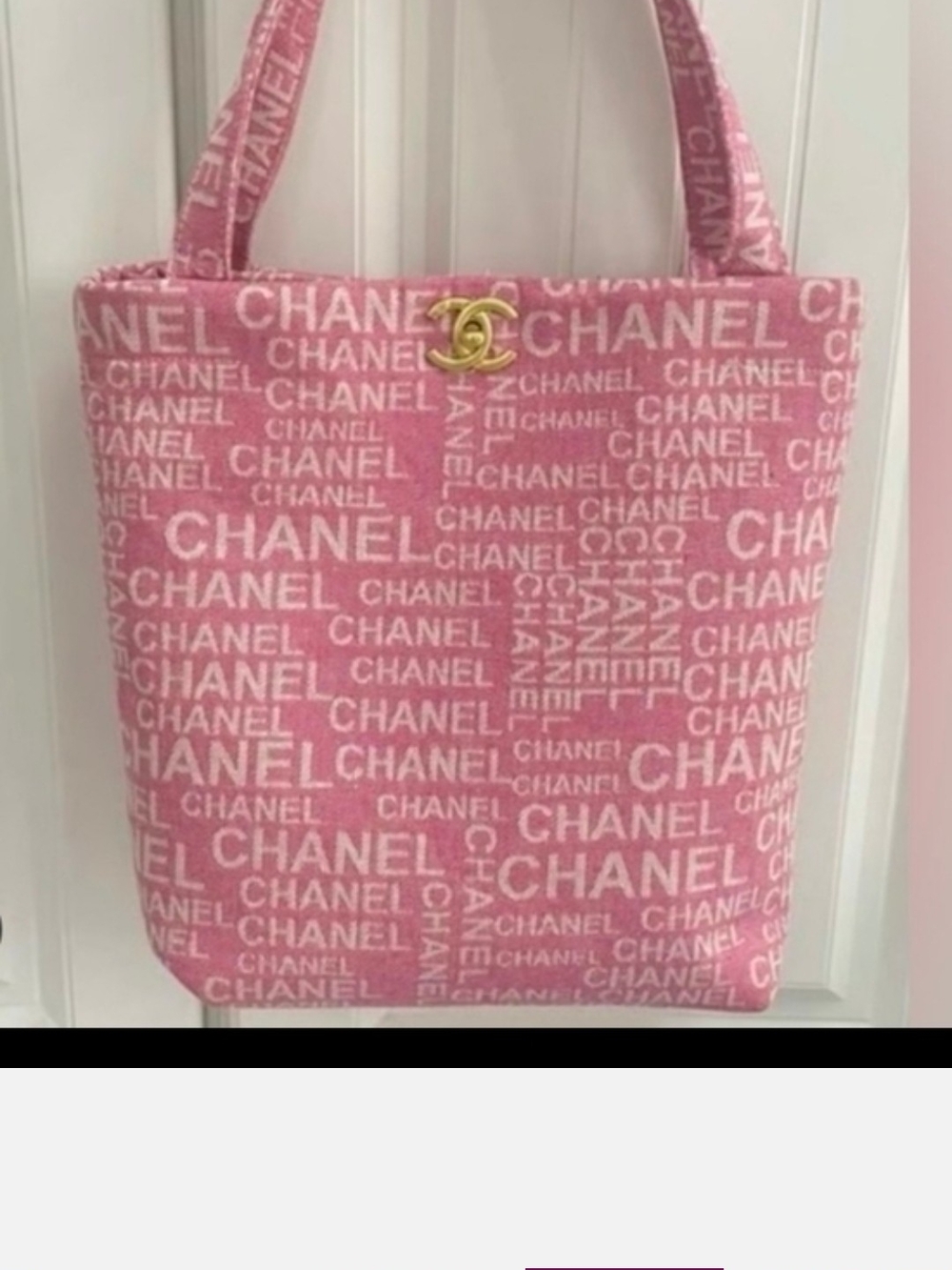 New CC Pink Logo Canvas Tote Bag